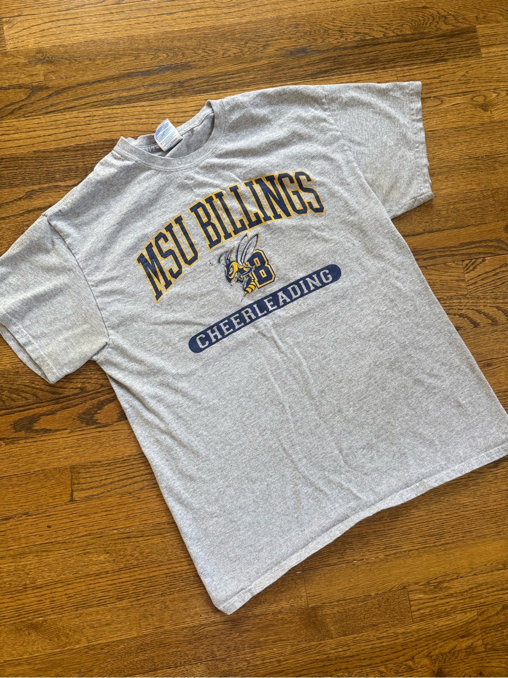 Gildan Gray MSU Billings Cheerleading Logo Tee